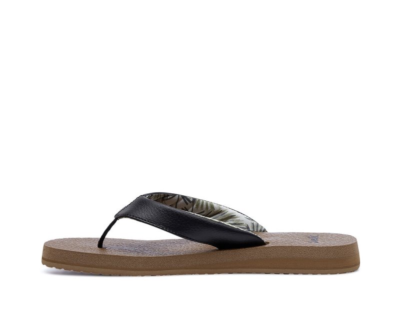 Sanuk Yoga Mat Cushioned Women's Flip Flops Black / Brown | Canada 55PJJ